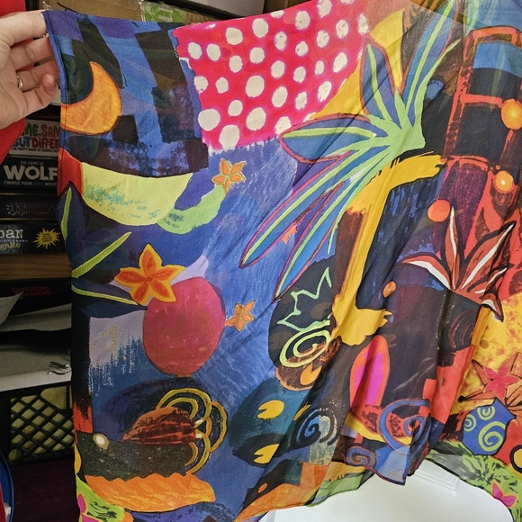 Chico's Rainbow Abstract Vintage Y2k Silk Flowy Top - Picture 3 of 11